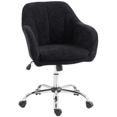 Snow Flannel Office Chair, Modern Makeup Vanity Chair With Tub Back - image 1