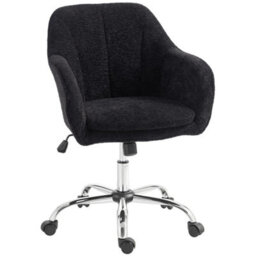 Snow Flannel Office Chair, Modern Makeup Vanity Chair With Tub Back - thumbnail 1