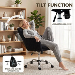 Snow Flannel Office Chair, Modern Makeup Vanity Chair With Tub Back - thumbnail 5