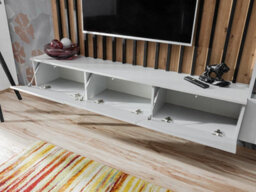 Arte Verti Contemporary Entertainment Media Unit 4 Doors Shelves Pearl Grey And Artisan Oak Effect (W)2200mm (H)1480mm (D)350mm - thumbnail 7