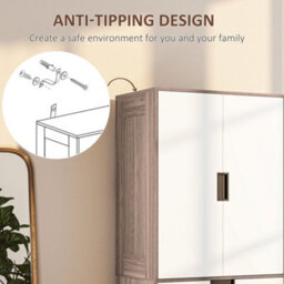 Wyld Haus Coracasa White And Brown Double Wardrobe With Hanging Rail And 3 Drawers, 180H X 80W X 50D Cm - thumbnail 6