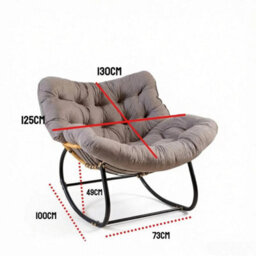 Garden Rocking Chair Rattan Wicker Egg Chair Cushioned Seat With Metal Frame - thumbnail 2