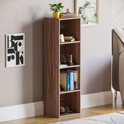 Lassic Vida Designs Oxford Walnut 4 Tier Cube Bookcase Freestanding Shelving Unit (H)1060mm (W)320mm (D)240mm - image 1