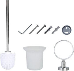 Jassferry Wall Mounted Toilet Brush And  Frosted Glass Holder Chrome Tumbler - thumbnail 5