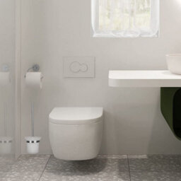 Jassferry Wall Mounted Toilet Brush And  Frosted Glass Holder Chrome Tumbler - thumbnail 6