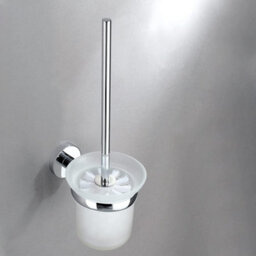 Jassferry Wall Mounted Toilet Brush And  Frosted Glass Holder Chrome Tumbler - thumbnail 7