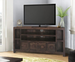 Buttercup Farm Dakota Plus Corner Tv Unit - Mango Wood - L43 X W104 X H55 Cm - Dark Finish - thumbnail 2
