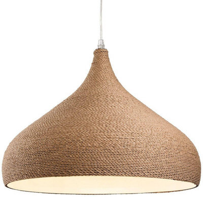 Luminosa Lighting Luminosa Coast 1 Light Dome Ceiling Pendant Brown Rope, E27