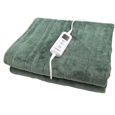 Schallen Luxury Soft Heated Warm Throw Over Blanket With Timer & 10 Heat Settings - Green - image 1