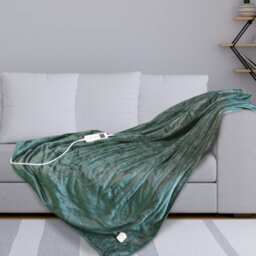 Schallen Luxury Soft Heated Warm Throw Over Blanket With Timer & 10 Heat Settings - Green - thumbnail 4
