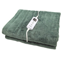 Schallen Luxury Soft Heated Warm Throw Over Blanket With Timer & 10 Heat Settings - Green - thumbnail 1