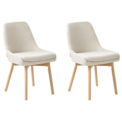 Beliani Set Of 2 Dining Chairs Melfort Fabric Off-White - image 1