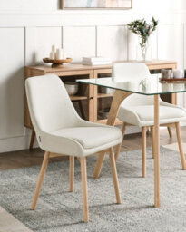Beliani Set Of 2 Dining Chairs Melfort Fabric Off-White - thumbnail 2