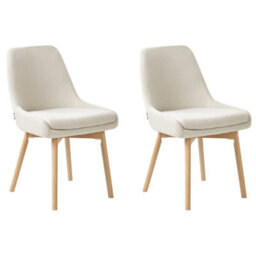 Beliani Set Of 2 Dining Chairs Melfort Fabric Off-White