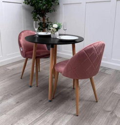 Life Interiors Lucia Dining Set With Round Table And Set Of 2 Lucia Velvet Dining Chairs - thumbnail 1