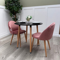 Life Interiors Lucia Dining Set With Round Table And Set Of 2 Lucia Velvet Dining Chairs - thumbnail 3