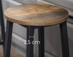Modcraft Set Of 2 Bar Stools, Industrial Kitchen Breakfast Chairs, Rustic Brown And Black - thumbnail 4