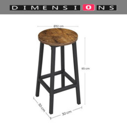 Modcraft Set Of 2 Bar Stools, Industrial Kitchen Breakfast Chairs, Rustic Brown And Black - thumbnail 7