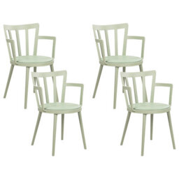Beliani Set Of 4 Dining Chairs Morill Light Green