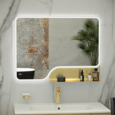 RAK Ceramics Rak Ornate 800X600mm Brushed Gold Illuminated Bathroom Mirror With Touch Sensor & Ip44 - image 1