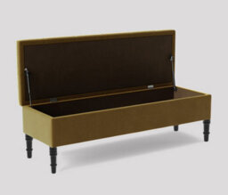 Alyana Ottoman Bench With Storage And Turned Wooden Legs. 137Cm Wide Ottoman Box - Mink Plush Velvet - thumbnail 2