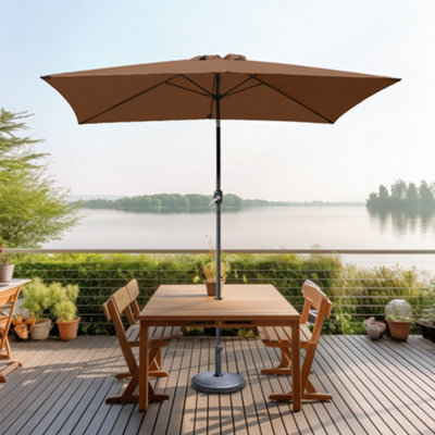 Sundaze 2X3M Coffee Garden Parasol Umbrella Sun Shade Canopy With Hand Crank Tilt Function - image 1