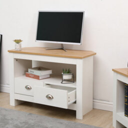 Furniturehmd Living Room 3 Piece Set Lamp Table, Side Table, Coffee Table, Tv Sstand With 2 Drawers, White And Oak - thumbnail 7