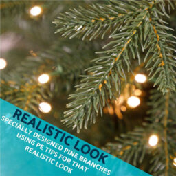 Dellonda Pre-Lit 7Ft Hinged Christmas Tree, Warm White Led Lights & Pe/pvc Tips - thumbnail 3