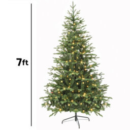Dellonda Pre-Lit 7Ft Hinged Christmas Tree, Warm White Led Lights & Pe/pvc Tips - thumbnail 7