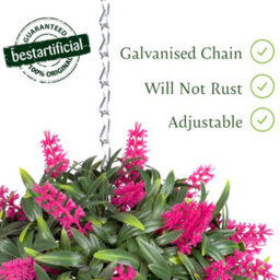 Best Artificial 24Cm Pink Lush Lavender Hanging Basket Flower Topiary Ball - Suitable For Outdoor Use - Weather & Fade Resistant - thumbnail 3