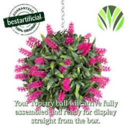 Best Artificial 24Cm Pink Lush Lavender Hanging Basket Flower Topiary Ball - Suitable For Outdoor Use - Weather & Fade Resistant - thumbnail 6