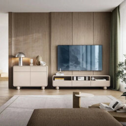 Arte Albion Tv Cabinet 160Cm - Cashmere Finish, Push-To-Open Drawers And Open Media Storage - thumbnail 4