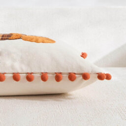 Amorly 30X50Cm Embroidered Pumpkin Pillow Cover With Orange Pompoms, Farmhouse Autumn Cushion Cover, Indoor Outdoor Home Decor - thumbnail 4