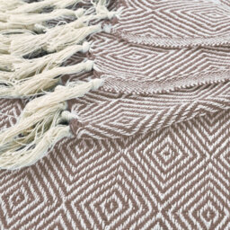 Ehc Luxury Reversible Super Soft Cotton Diamond Large Throw For Sofa, Double Bed , Armchair - Beige, 150 X 200 Cm - thumbnail 6