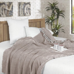 Ehc Luxury Reversible Super Soft Cotton Diamond Large Throw For Sofa, Double Bed , Armchair - Beige, 150 X 200 Cm - thumbnail 3