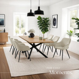 Tectake 1 Chair Marilyn - Velvet Look, Quilted, Continuous Backrest, Slim Steel Legs  - Cream/black - thumbnail 8