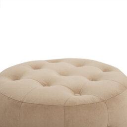 Beliani Beige Velvet Round Pouffe Footstool With Button Tufting, 55Cm. - thumbnail 3