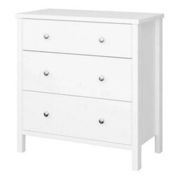 Satin White 3 Drawer Wide Chest Of Drawers (H)840mm (W)800mm (D)410mm - thumbnail 3