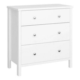 Satin White 3 Drawer Wide Chest Of Drawers (H)840mm (W)800mm (D)410mm - thumbnail 1