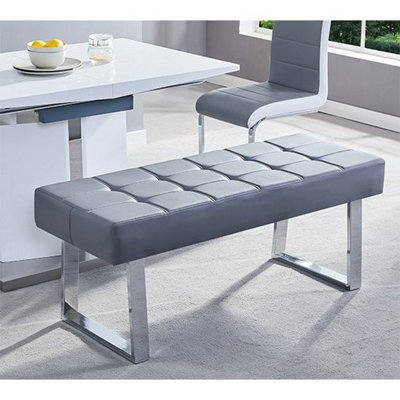 Furniture in Fashion Austin Small Faux Leather Dining Bench In Grey - image 1