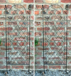 Ruddings Wood Scroll Garden Wall Trellis Climbing Plant Support Frame Black Set Of 2 (H)120Cm - thumbnail 1