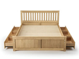 Amani Mission Wooden Bed, Pine Bed With Under Bed Storage Drawers And Slatted Headboard - Waxed 5'0 King - thumbnail 2