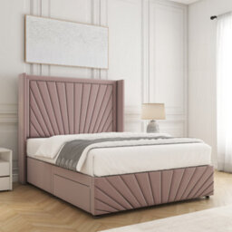 Bsspoke Nola Divan Bed Pink Plush Velvet With 54Inch Headboard & Footboard & No Mattress No Drawers In Double King 6Ft 3Ft 4Ft - thumbnail 2