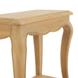 The Furniture Market French Chateau Oak Side Table Solid Sofa Hand-Carved Cabriole Legs Classic French Style Natural Whitewashed Finish - thumbnail 6