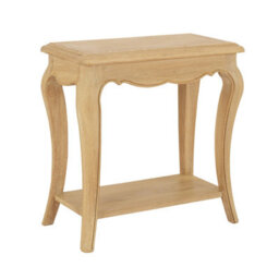 The Furniture Market French Chateau Oak Side Table Solid Sofa Hand-Carved Cabriole Legs Classic French Style Natural Whitewashed Finish - thumbnail 4