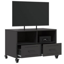 Berkfield Tv Cabinet Black 68X39X43.5 Cm Steel - thumbnail 5