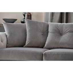 Furnishings For Less UK Derby Fabric Grey Sofa 3 Seater, 2 Seater Scatter Back, Scroll Arms - thumbnail 3