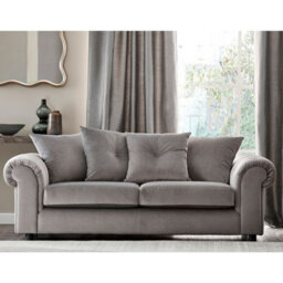 Furnishings For Less UK Derby Fabric Grey Sofa 3 Seater, 2 Seater Scatter Back, Scroll Arms - thumbnail 6