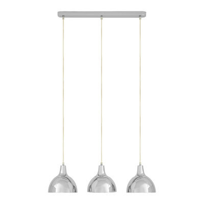 Orsina Chrome Horizontal Pendant Light, Wide Light Dispersal Fixture With Smooth Metal Shades, Ceiling Bar Pendant - image 1