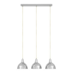 Orsina Chrome Horizontal Pendant Light, Wide Light Dispersal Fixture With Smooth Metal Shades, Ceiling Bar Pendant - thumbnail 1